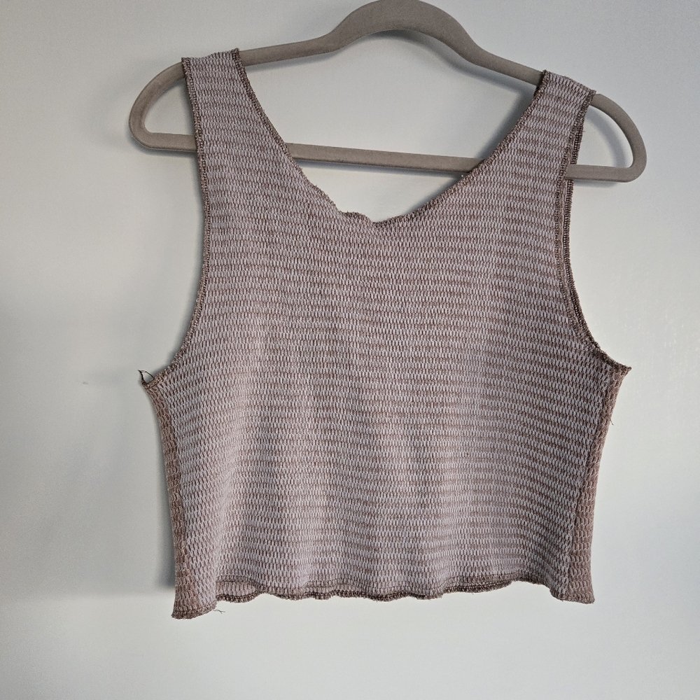 Taupe Knit Sleeveless Top Thermal Recycled M/L